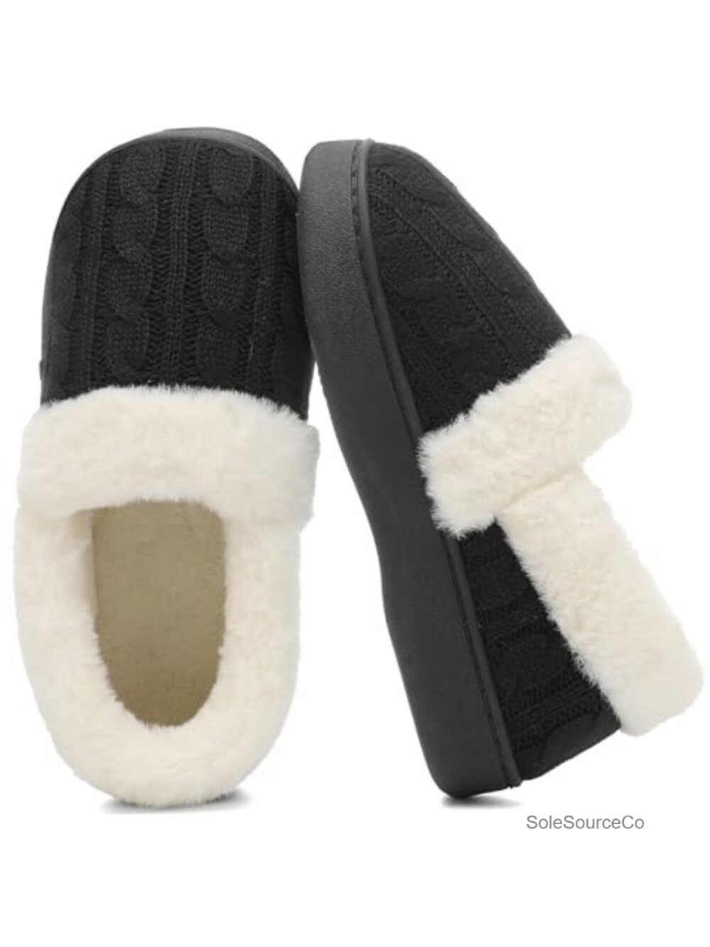 Fuzzy House Slippers Faux Fur Lined Memory Foam Non Slip Indoor Outdoor